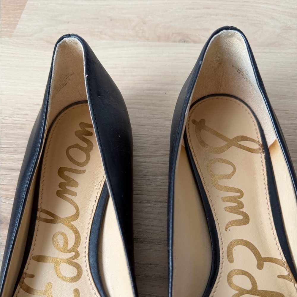 Sam Edelman Black Leather Pointed Toe Flats Size 7 Classic Chic - Picture 3 of 7